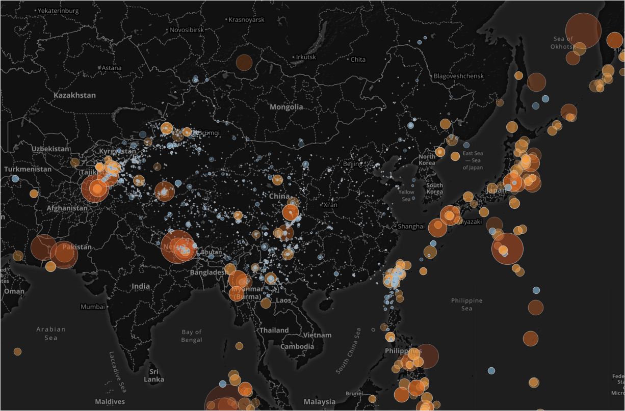 中国地震数据可视化